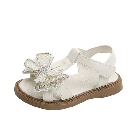 

LowProfile Girls Sandals Dress Butterfly Rhinestones Party Wedding Princess Daily Wear For To Big Shoes