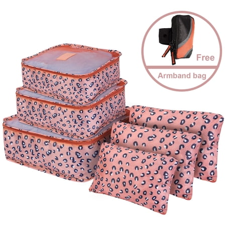 TeqHome 9Pcs Travel Luggage Organizers Packing Cubes Storage Bag Set Leopard