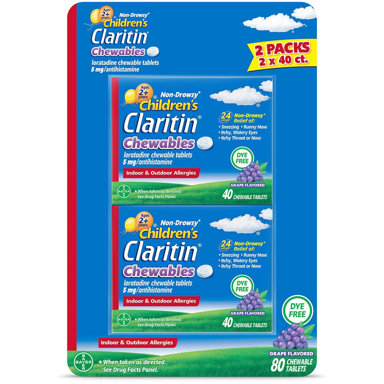 Claritin Children's Chewable Grape Tablets, 80 ct.