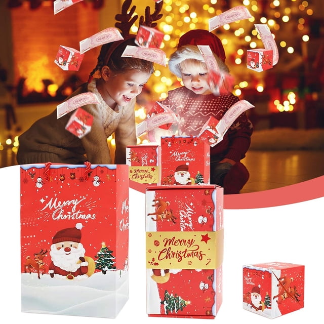 Vaidha Surprise Gift Box Explosion, 2024 Merry Christmas Surprise Gift Boxes, Creativity Folding Bouncing Red Envelope Gift Box, DIY Bouncing Box Photo Album for Christmas Birthday Gift