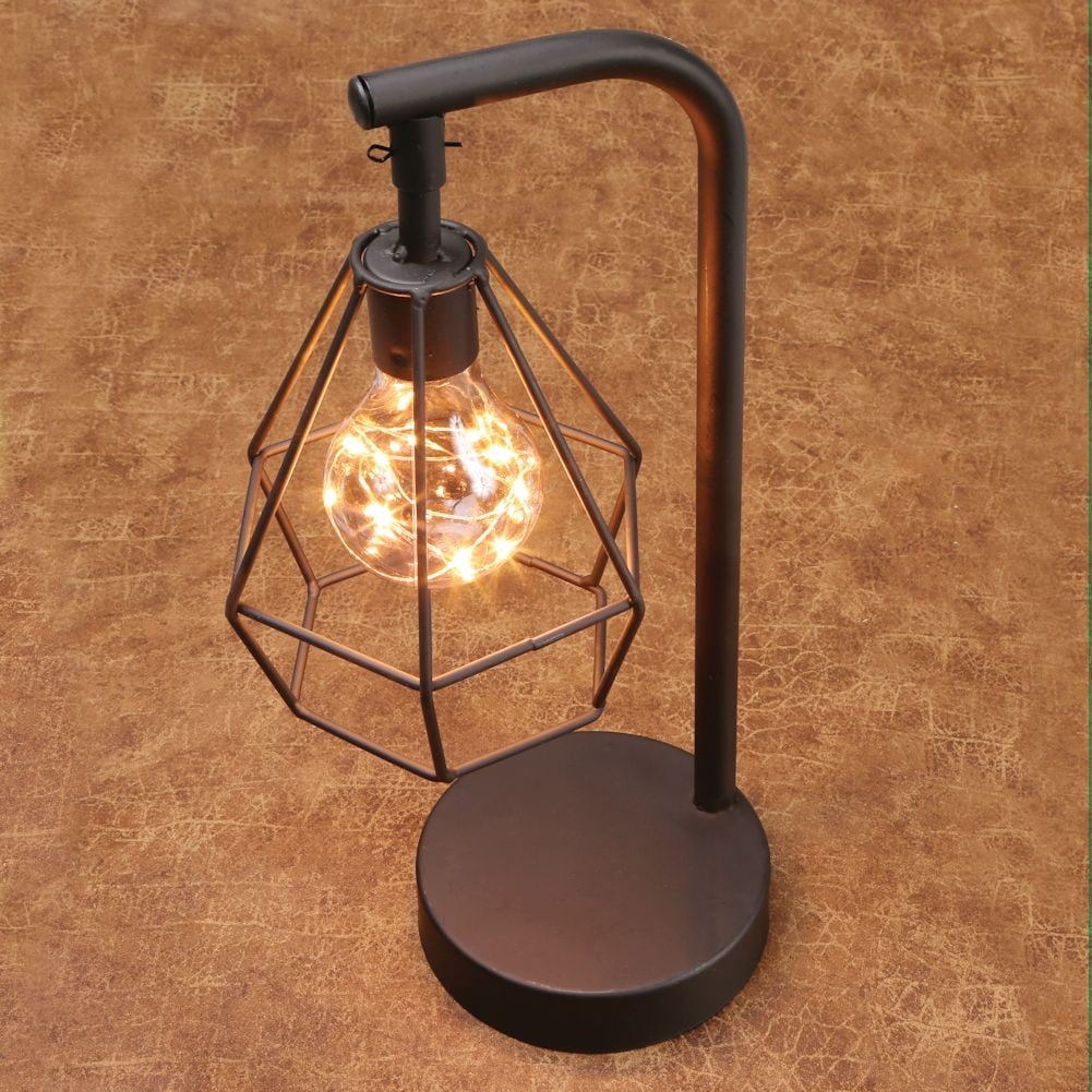 Table Desk Accent Lamp 12 H Metal Vintage Cage Led Light Table Desk Accent Lamp 12 H Metal Vintage Cage Led Light