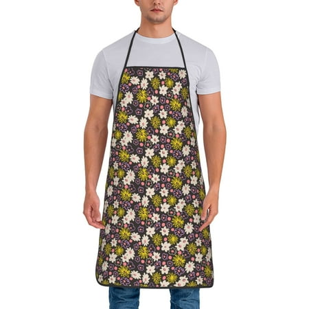 

Xecao Flowers Daisy Print Funny BBQ Chef Aprons for Men Women Adjustable Kitchen Cooking Aprons with Pocket Waterproof Oil Proof No Pilling Fading