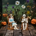thumbnail image 7 of hengsof Halloween Skeleton Statue, Rocking Chair Figurine for Outdoor Decor for Lawn Garden Patio Yard, Cute Resin Skull Ornaments for Spooky Wedding Party, Gothic Home Decoration, 7 of 7