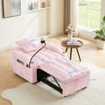thumbnail image 4 of Aukfa Sleeper Chair Bed, Convertible Pull Out Sofa Bed with USB Port, Cup Holders and Swivel Phone Holder, Pink, 4 of 8