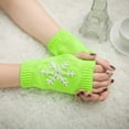 thumbnail image 2 of Casual Snowflake Print Knitted Fingerless Mittens For Winter Warmth And Fashion Comfort, 2 of 3