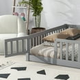 thumbnail image 4 of Queen Bed Frame, Floor Platform Bed with Fence Guardrails and Door, Bed Frame, Montessori Bed, Bed Frame Queen Size for Adults Boys and Girls,Gray, 4 of 9