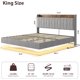 thumbnail image 3 of Qinaqin King-Size Floating Cama Frame con LE cm de Profundidad Lights Charging Station Upholstered Platform Almacenamiento Alturaeadboard Madera Slats Support (No Caja Spring Needed) Easy, 3 of 7