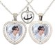 thumbnail image 2 of Collar de dos caras en forma de corazón para niños, collares de grupo masculino Kpop, joyería de vidrio, regalo para fanáticos, 2 of 4