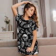 thumbnail image 3 of Picia Skull bird bat spider Pattern Women’s Nightdress – Casual Short-sleeved Loose-Fit Sleepwear, Soft Cotton Short-Sleeve Sleep Shirt for Relaxation & Comfort, 3 of 6