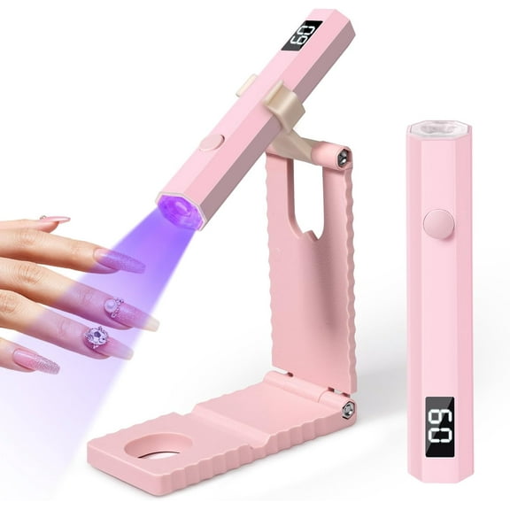UV Nail Lamp with Stand Foldable,360°Adjustable Rotation,Portable,Relax Hands,Pink Flash Cure Lamp,for Gel Polish Home DIY Salon Women Painting Manicure