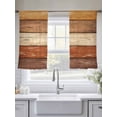 thumbnail image 5 of Farmhouse Burnt Orange Brown Sheer Curtains 45 Inch Length 2 Panels Set Window Treatments, Vintage Wooden Striped Rod Pocket Semi Curtains for Living Room/Bedroom/Kitchen Décor, 104"W x 45"L, 5 of 7