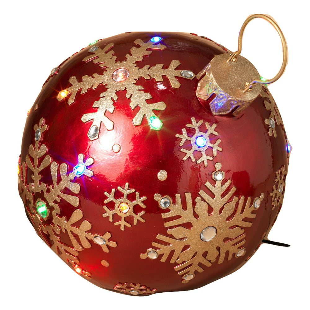 16.25" Giant Resin Red Gold Christmas Lights Ornament Gems Yard Lawn