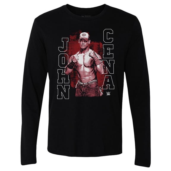 Men's 500 Level Black John Cena Monochrome Long Sleeve T-Shirt
