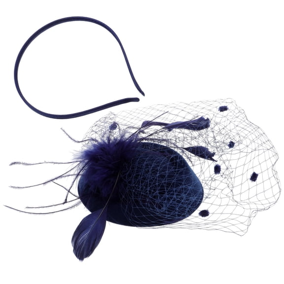 OATIPHO Bridal Photo Prop Navy Headdress Gauze Hair Hoop Elegant Beret Style for Beach Travel Parties