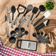 Lux Decor Collection 23 Piece Kitchen Utensils Set - Nylon and Stainless Steel Cooking Utensils Set - Black Utensil Kitchen Starter Set