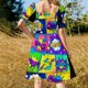 thumbnail image 5 of Vestido de manga corta con paneles de cómics coloridos Vestido largo de verano para mujer Ropa de mujer Vestido, 5 of 7