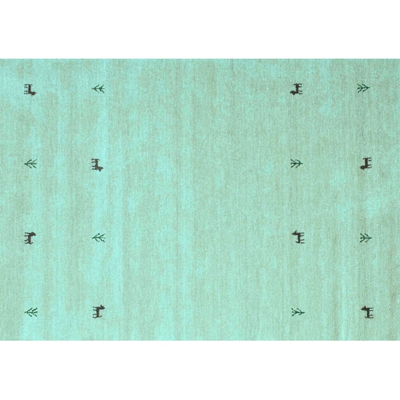 Ahgly Company Indoor Rectangle Solid Light Blue Modern Area Rugs, 5' x 8'