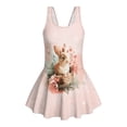 thumbnail image 4 of Xixirimido Bunny Floral Print Girls Swimsuit Sleeveless One Piece Skirted Swimwear Modest Hawaiian Bathing Suit for Beach Water Park Kids Swim Dress， Pink, 5-6 Years, 4 of 7