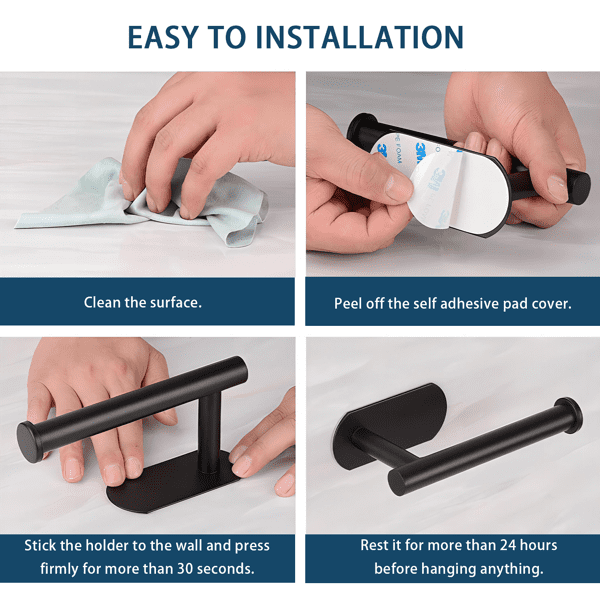 Toilet Paper Holder Self Adhesive, Stainless Steel Rustproof Adhesive Toilet Roll Holder no Drilling