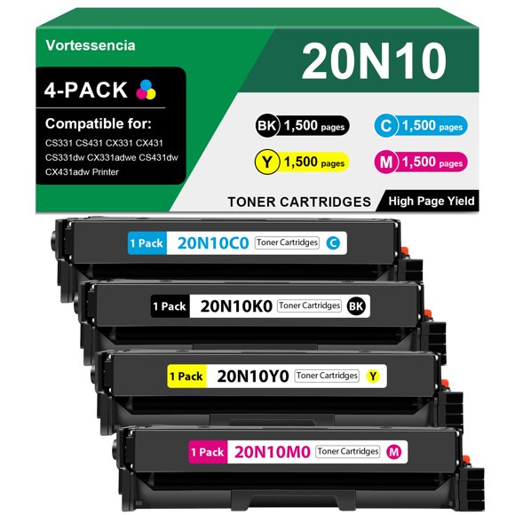 Cartucho de tóner Vortessencia 20N10, paquete de 4 para Lexmark