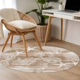 thumbnail image 4 of Brown Coastal Round Area Rug 3.3Ft Washable Circle Rugs for Dining Room Table, Nautical Coral Starfish Shell Seahorse Ocean Non-Slip Carpet Floor Mats Indoor Outdoor Carpet Runner Home Decor, 4 of 8