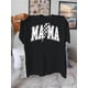 thumbnail image 1 of Women's "MAMA" Graphic Tee - Casual Crew Neck Short Sleeve T-Shirt with Lightning Bolt Design, Soft Cotton, All-Season Comfort, Casual Summer Top|Playful Print Top|Comfortable Fit, Ladies T Shirts, 1 of 6