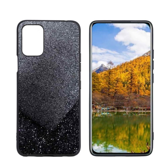 Compatible with LG Q52 Phone Case, Black-Glitter Case Men Women, Flexible Silicone Shockproof Case for LG Q52