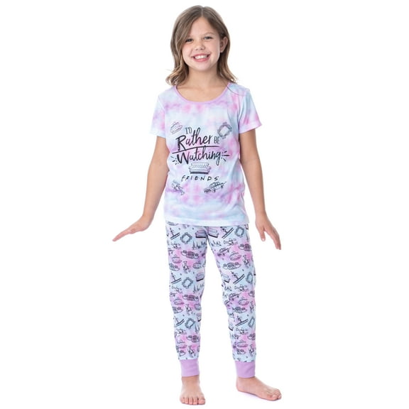 Friends TV Show Logo Girls' Rather Be Watching Sleep Jogger Pajama Set