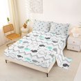 thumbnail image 2 of Castle Fairy Minimal Baby Whale Zigzag King Sheets 4pcs,Tiny Heart Nautical Seamless Tile Bedding,Gray Aqua,1 Fitted Sheet,1 Flat Sheet and 2 Pillowcases, 2 of 6