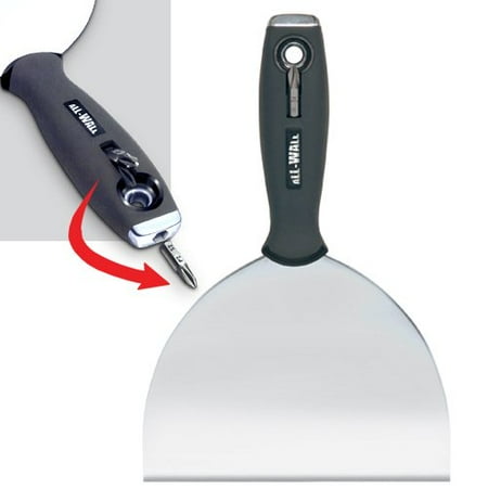 Ergo Screwdriver - All-Wall Hammer End Drywall Joint Knife with Screwdriver Bit and Soft Ergo Grip (6