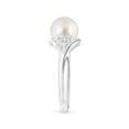 thumbnail image 3 of Angara South Sea Cultured Pearl Bypass Ring with Diamond Trio in 14K White Gold for Women | June Birthstone Jewelry for Her, 3 of 8