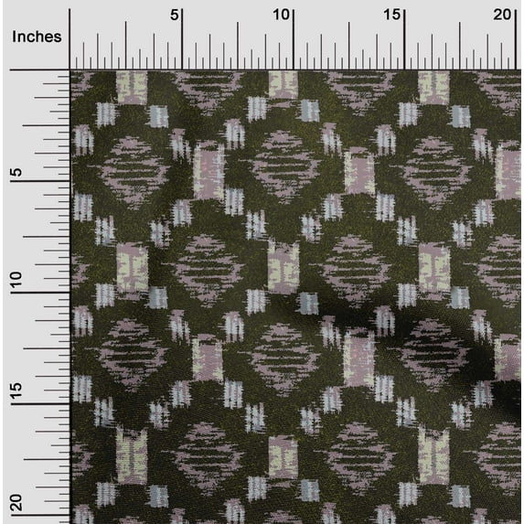 oneOone Organic Cotton Voile Fabric Geometric Kasuri Print Fabric By The Yard 42 Inch Wide