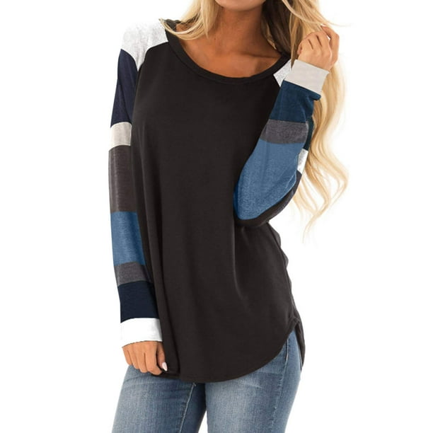 Women Striped Long Sleeve Tunic Tshirt - Walmart.com
