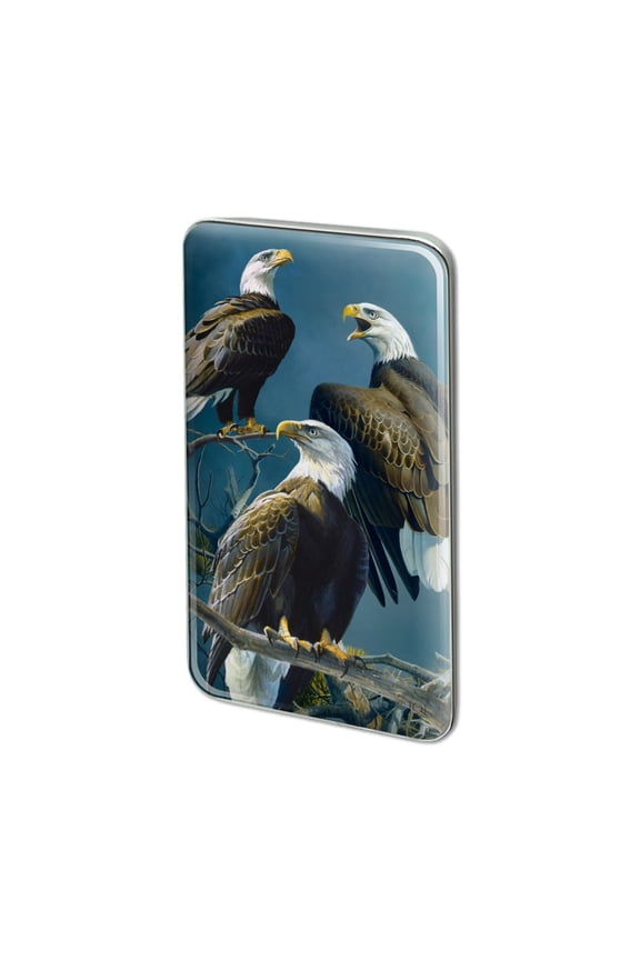 Bald Eagle Tree Top Gathering Metal Rectangle Lapel Hat Pin Tie Tack Pinback