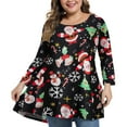 thumbnail image 3 of Clearance asdoklhq Christmas Clearance Clothing Under $5.00,Women Casual Plus Size Round Neck Christmas Printed T-Shirt Loose Long Sleeve Tops Blouse, 3 of 8