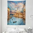 thumbnail image 1 of Venice Tapestry, Gondola on Famous Canal Grande with Basilica di Santa Maria della Salute in Evening, Wall Hanging for Bedroom Living Room Dorm Decor, 60W X 80L Inches, Blue Cream, by Ambesonne, 1 of 2