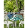 thumbnail image 3 of Outdoor Tablecloths with Umbrella Hole & Zipper, Vintage Teal Turquoise Round Tablecloth 54 Inch, Farmhouse Florals Leaf Coastal Home Waterproof Table Cloth, Patio/Pool/Picnic Table Covers, 3 of 8