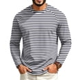thumbnail image 3 of Mfakffe Men's Striped T-Shirt Long Sleeves Round Neck Basic | Spring Fall, Lightweight Fabric, Soft, Regular Fit, Casual Style, 3 of 5