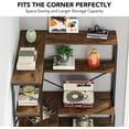 thumbnail image 4 of Tribesigns 5-Tier Corner Bookshelf, 67" Tall Large Industrial L-Shaped Bookcase Open Shelves Display Organizer with X Support, Corner Kitchen Bakers Racks for Living Room Home Office, Rustic Brown, 4 of 6