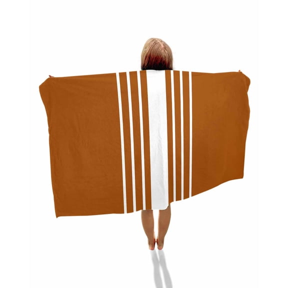 Burnt Orange White Stripe Beach Towels Oversized Super Absorbent, Modern Rustic Vertical Striped Lightweight Bath Towel Quick Dry Sets For Bathroom/Pool/Rv Camping/Beach Play/Gym Room/Picnic 30"x60"