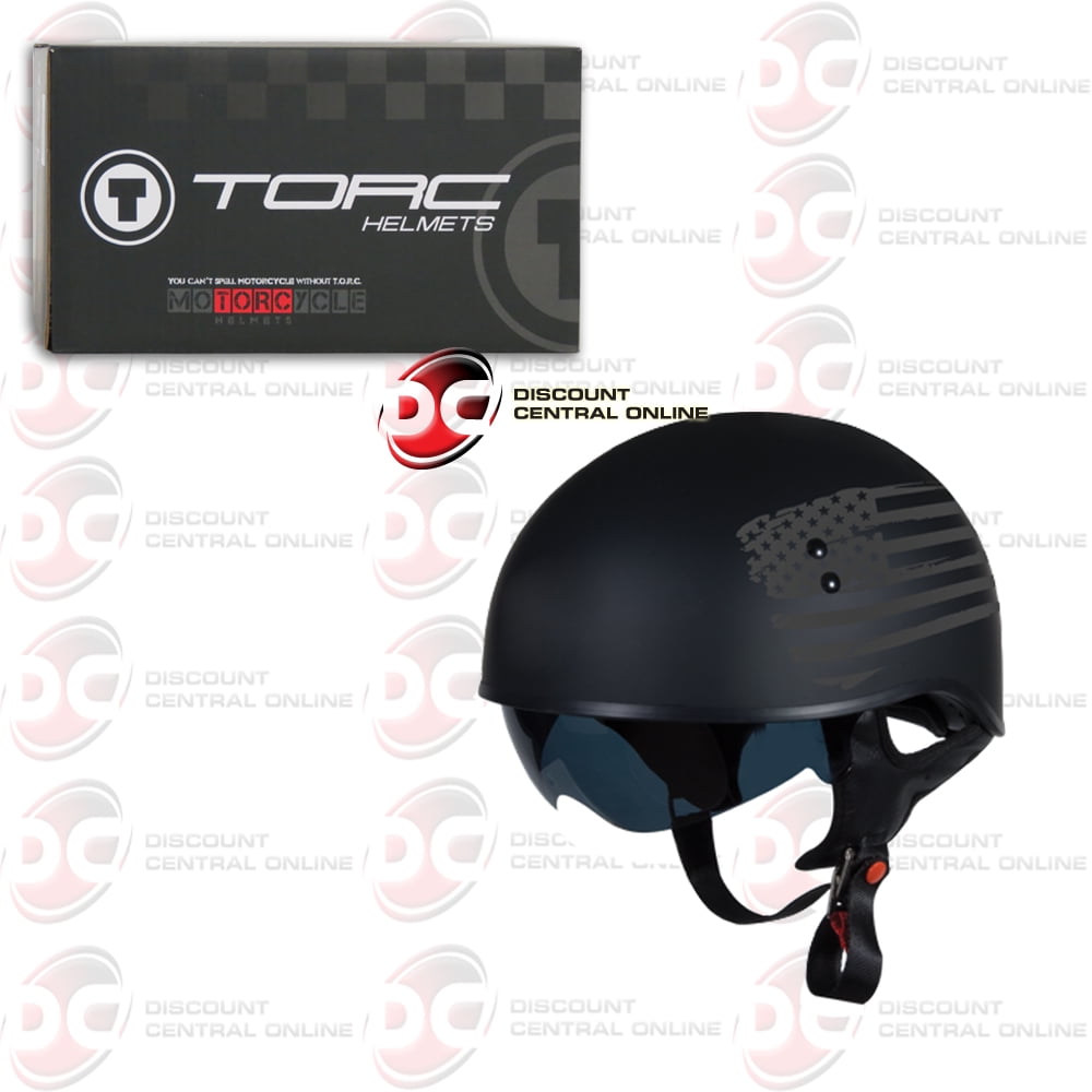 Torc T55 Half Shell Motorcycle Helmet Flag Black (Large)