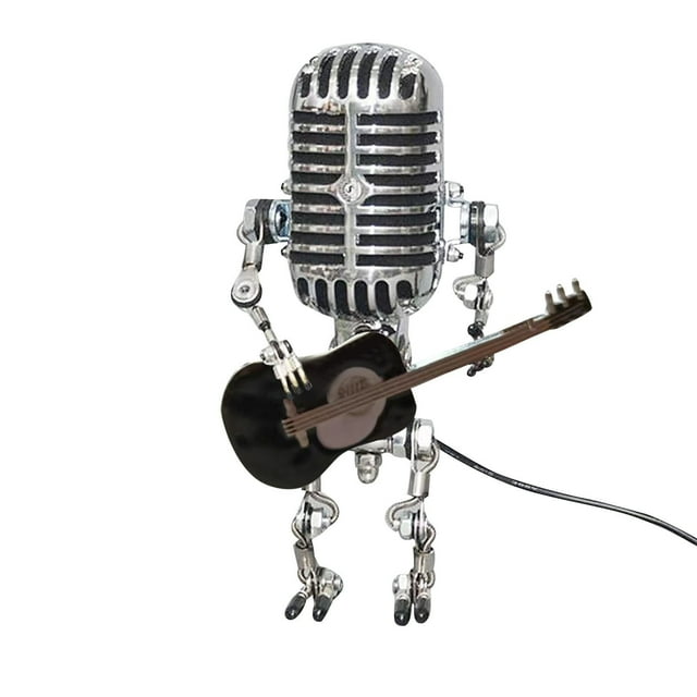 RXIRUCGD Home Decor Vintage Microphone Robot Table Lamp Home Desktop Decoration