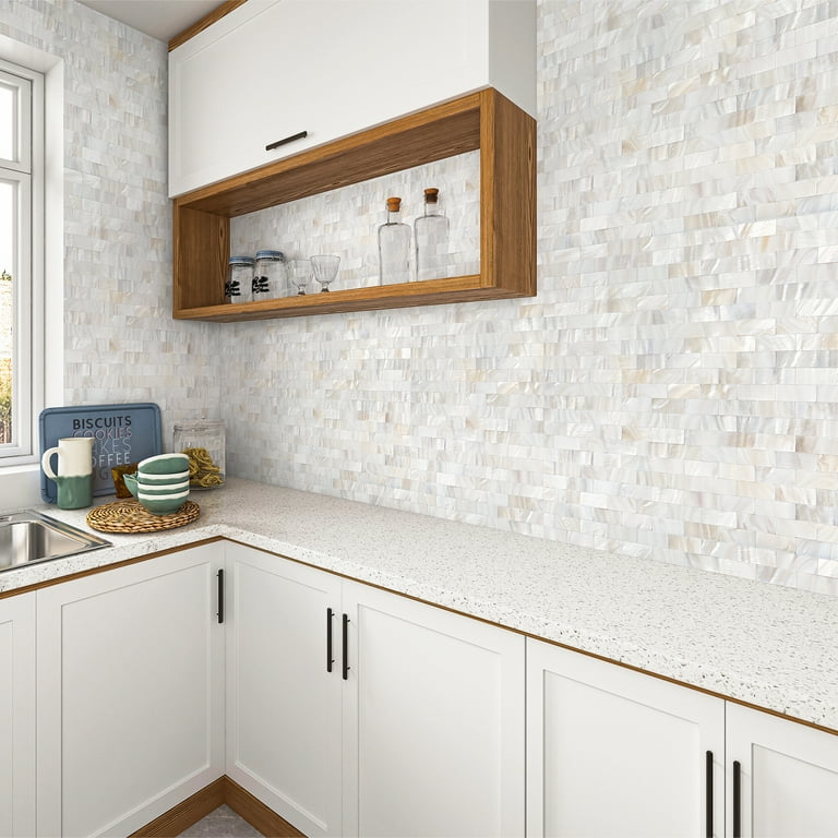 Art3d Rectangle White Seamless 12 in. x 12 in. Mother of Peral Tile (6-Pack) Art3d Rectangle White Seamless 12 in. x 12 in. Mother of Peral Tile (6-Pack)