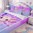 thumbnail image 3 of Manfei Ocean-Themed Axolotl Zipper Twin Comforter Sets with Fitted Sheet and 2 Pillowcases,Cartoon Animals Print Zipper Bedding Set,Colorful Stars Reversible,4 Pieces, 3 of 7