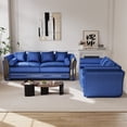 thumbnail image 3 of Wiilayok 86.7" 3 Seat & 62" Loveseat Luxury Velvet Sofa Set, Chesterfield Mid Century Modern Couches, Thick Backrest, Gold Stainless Trim, Blue Gold for Living Room Office, 3 of 10