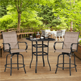 thumbnail image 3 of Alden Design Set of 2 Texteline Patio Bistro Swivel Bar Stools for Garden, Brown, 3 of 8