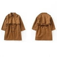 thumbnail image 6 of NAISIBABY Boys Trench Jacket, Mid Length Button Up Classic Lapel Kids Windbreaker Outerwear with Pockets Brown 14T, 6 of 9