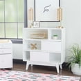 thumbnail image 2 of Linon Sway Bookcase 3 Open Shelves 2 Sliding Door Panels in White, 2 of 12