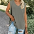 thumbnail image 5 of Lenago Women's Plus Size Summer Sleeveless Shirts Casual V-Neck Rollable Blouse Tops Family gifts, 5 of 5