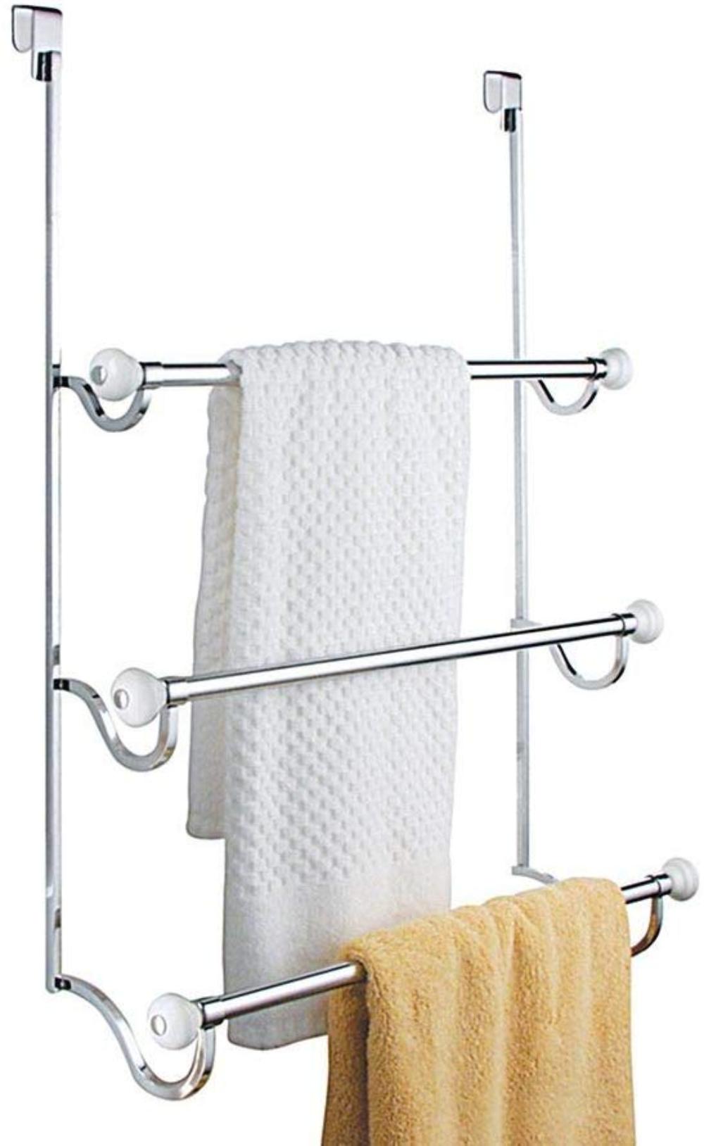 York Metal Over the Shower Door Towel Rack, Hooks for Master, Guest